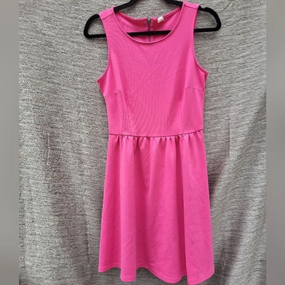 Old Navy pink summer dress back metal zipper, fit and flare small petite